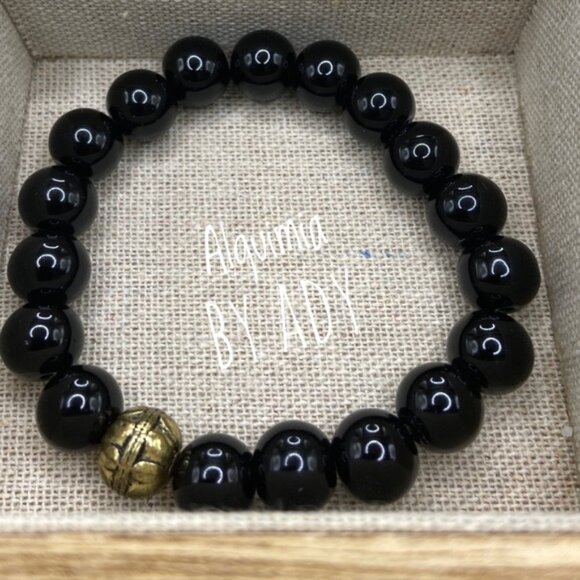 Alquimia Jewelry - Chunky black onyx bras adorned charm necklace